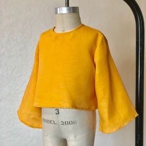 Mustard Yellow Toddler Bell Sleeve Crop Top